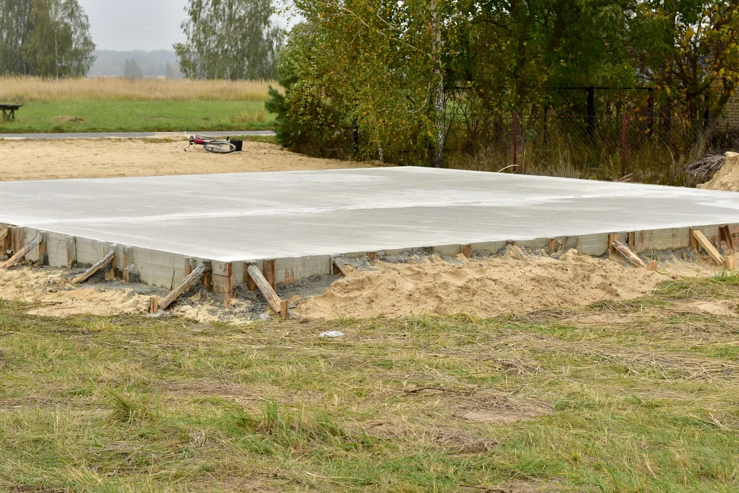 A large sheet of plastic covering the ground.